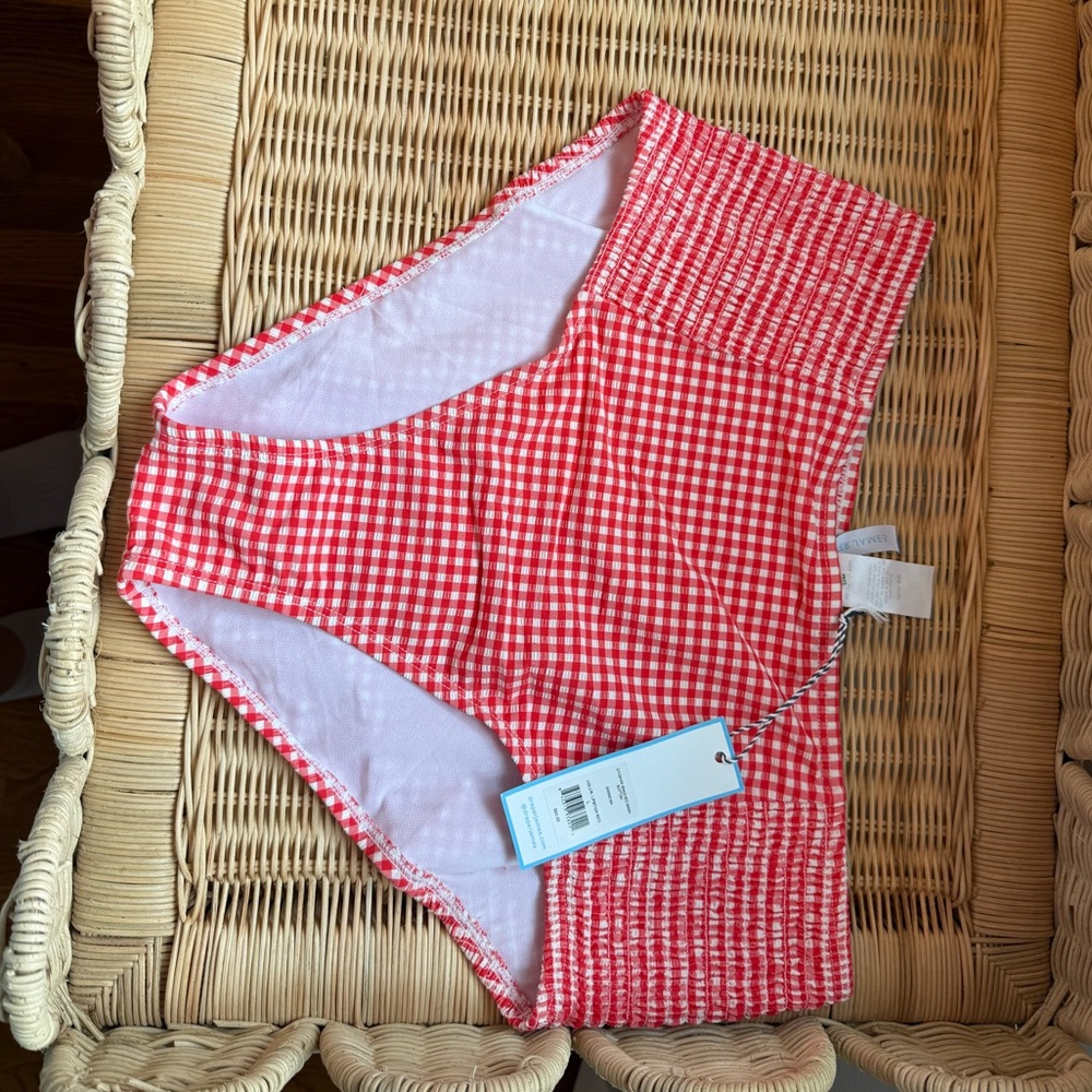 Draper James Red and White Gingham Bikini Bottom